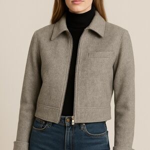 Lauren Ralph Lauren Wool & Angora Blend Cropped Jacket – Size 12 Gray